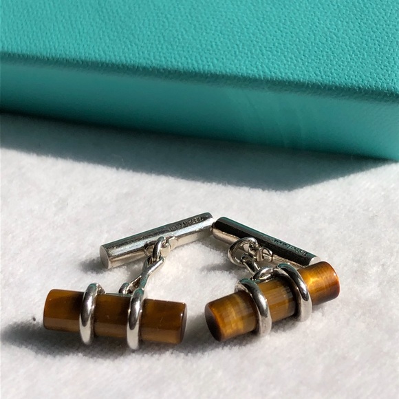 Tiffany & Co. Sterling and Tigers Eye Cuff Links - Picture 3 of 7